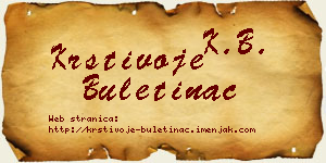 Krstivoje Buletinac vizit kartica